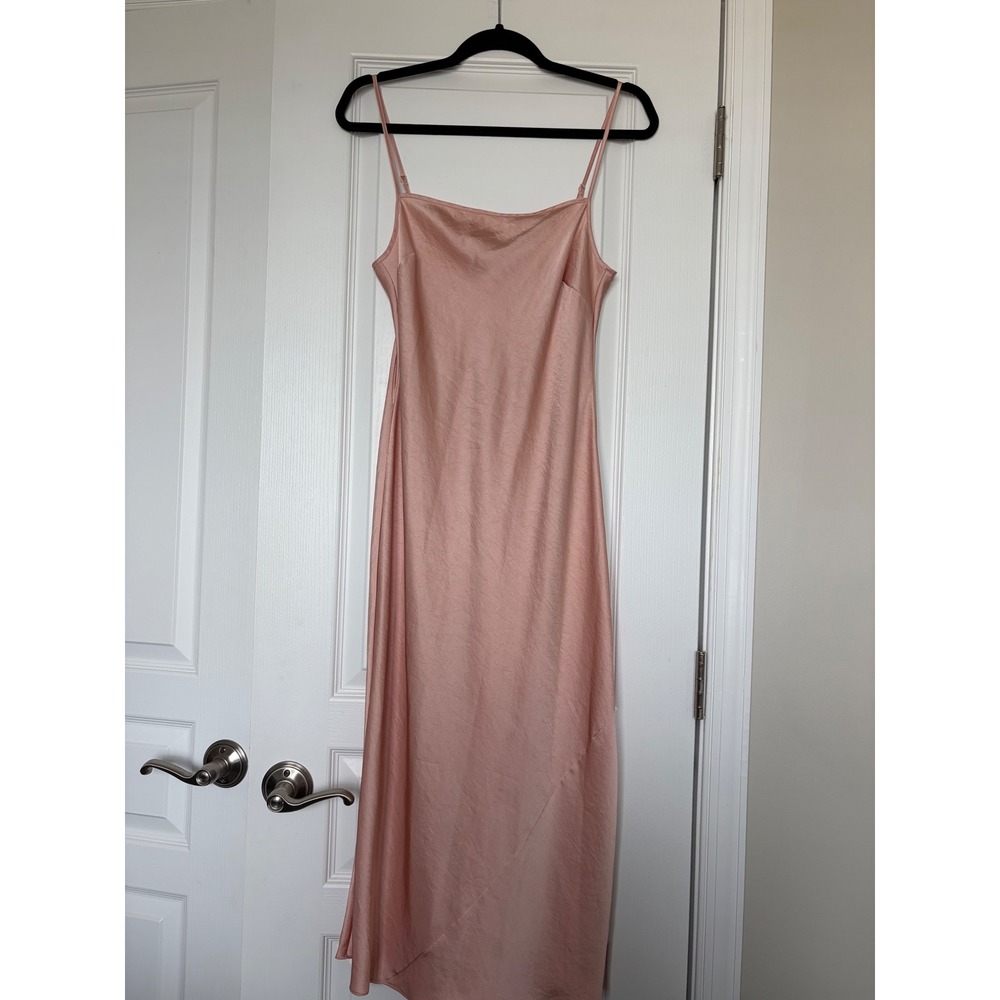 Wilfred Aritzia Only Slip Midi Dress Pink Satin Size S DVX4-80551-21